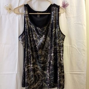 Style & Co. Tank top shimmering gray & gold design X-LG